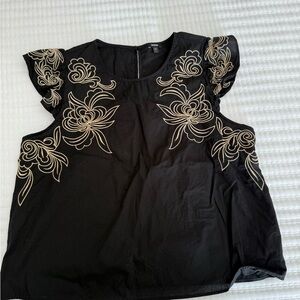 Express Black Floral Embroidered Women's Top